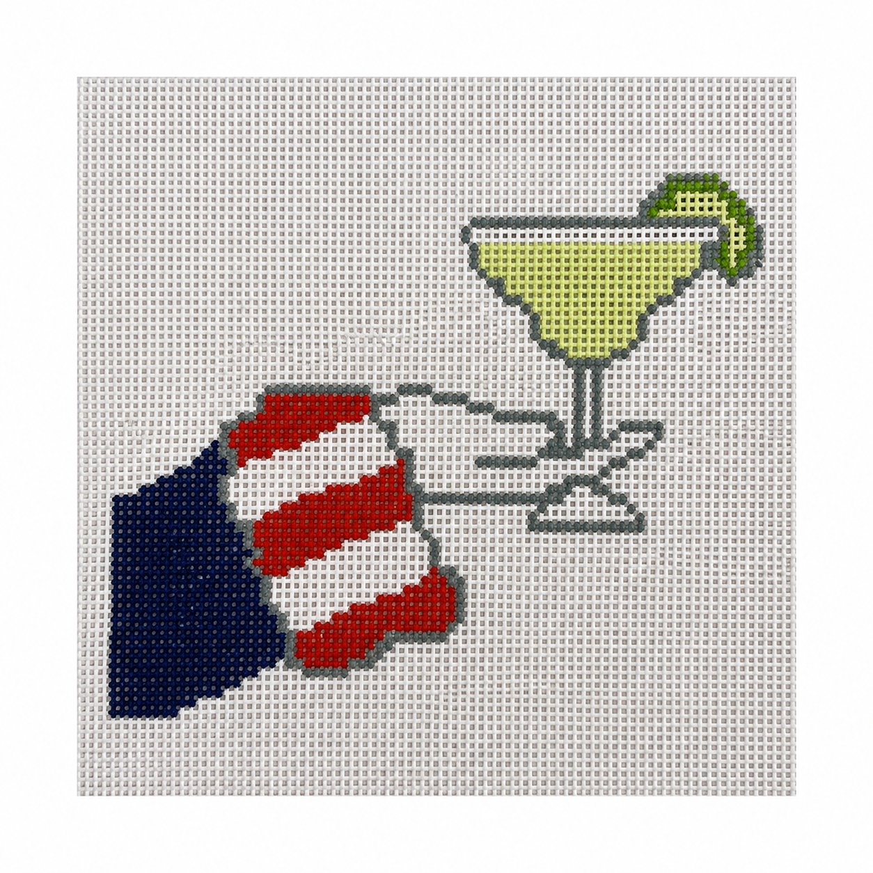 Patriotic Margarita 18 Mesh Needlepoint Canvas | Uncle Sam Sips