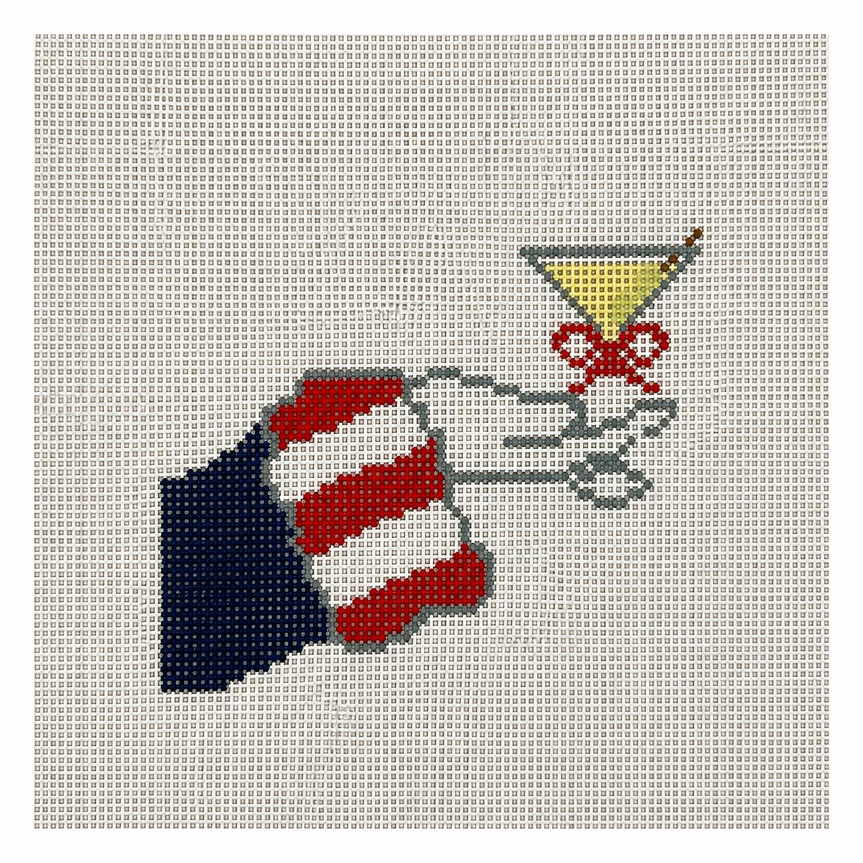 Patriotic Martini 18 Mesh Needlepoint Canvas | Uncle Sam Sips