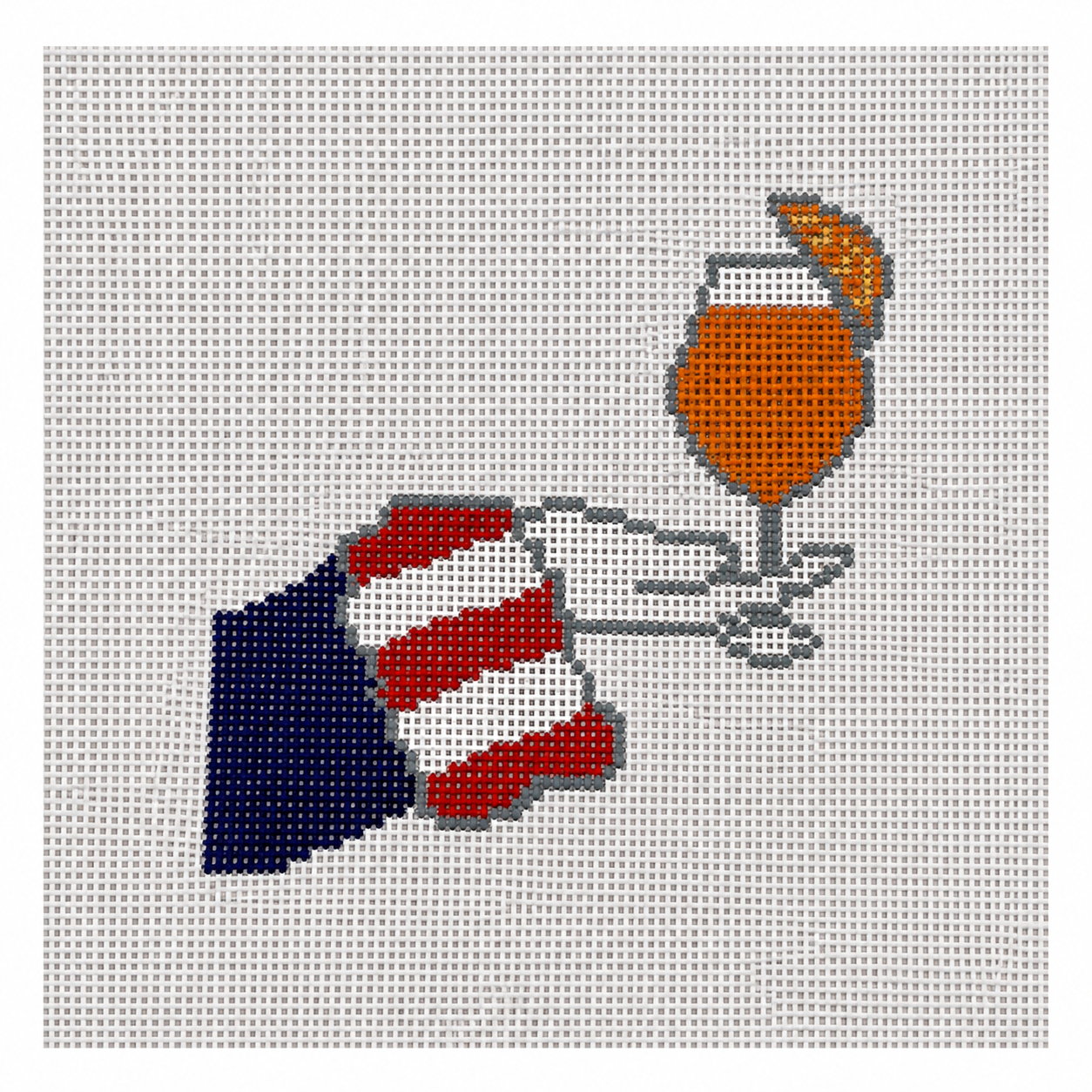 Patriotic Aperol Spritz 18 Mesh Needlepoint Canvas | Uncle Sam Sips