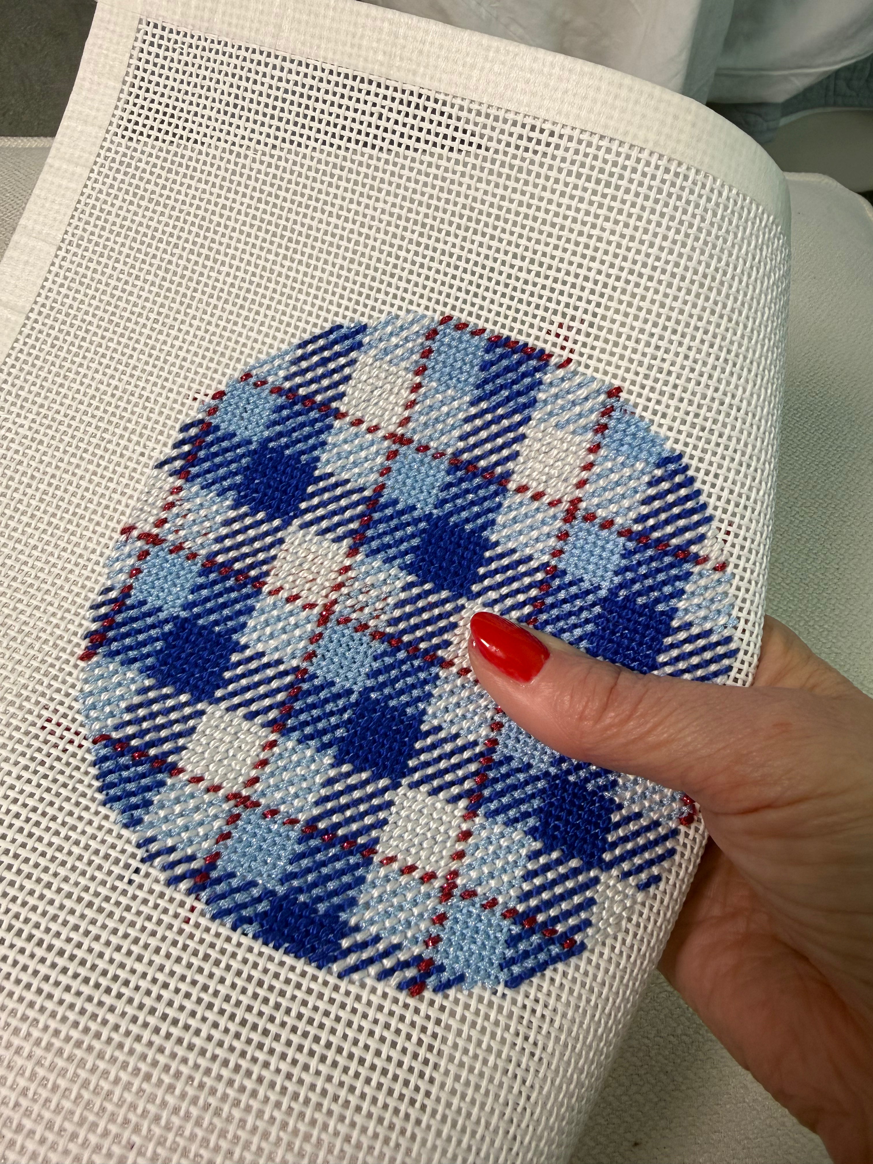 Patriotic Birthday Plaid Needlepoint Stitch | Stitch Map™ Digital Download + Video Tutorial